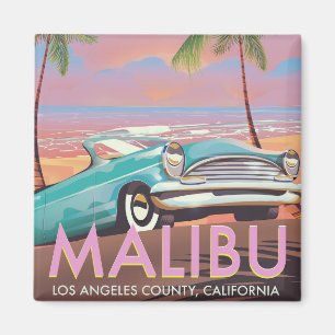 Malibu, Los Angeles, California travel poster Magnet