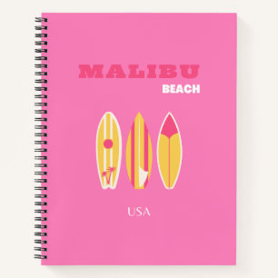 Malibu, Malibu Beach, California, Preppy, Pink Notebook