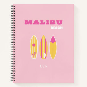 Malibu, Malibu Beach, Preppy, Pink Notebook