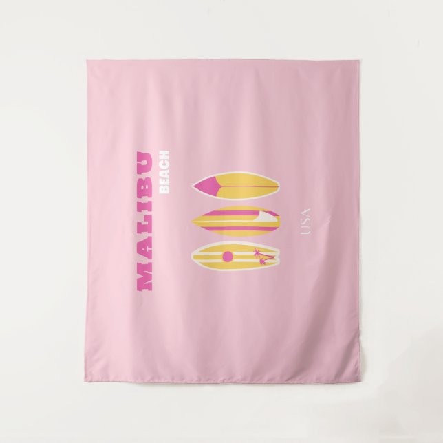 Malibu, Malibu Beach, Preppy, Pink Tapestry (Front)