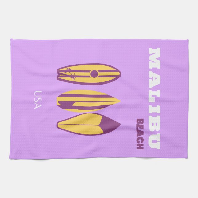 Malibu, Malibu Beach, Preppy, Preppy Girl, Purple Tea Towel (Horizontal)