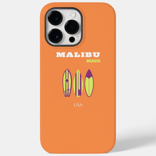 Malibu, Malibu Beach, Tropical Art, Preppy, Orange Case-Mate iPhone Case (Back)