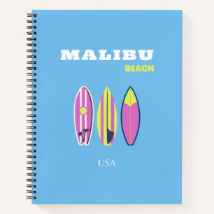 Malibu, Malibu Beach, Tropical, Preppy, Blue Notebook