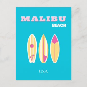 Malibu, Malibu Beach, Tropical, Preppy, Preppy Art Holiday Postcard