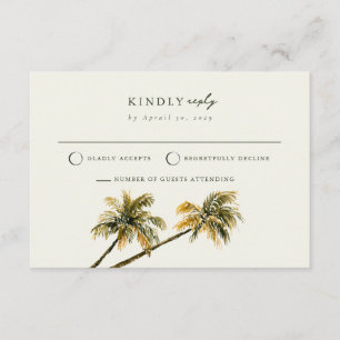 Malibu Palm Sunset Coast Beach Wedding RSVP Card 