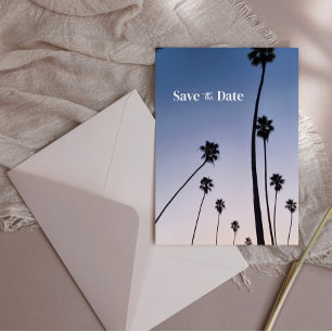 Malibu Palm Trees • Save the Date • Boho Blue Postcard