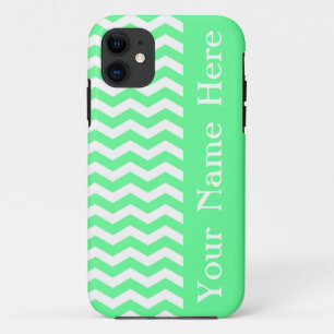 Malibu Seafoam Wave Chevron with name iPhone 11 Case