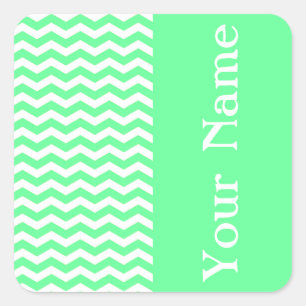 Malibu Seafoam Wave Chevron with name Square Sticker