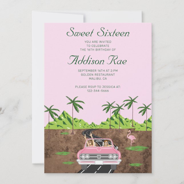 Malibu Sweet Sixteen Birthday Party Invitation (Front)