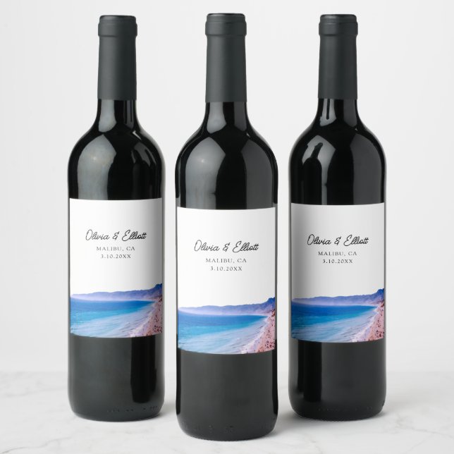 Malibu Wedding Favour Personalised Wine Label (Bottles)