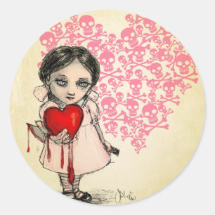 Malicious Valentine Girl Classic Round Sticker