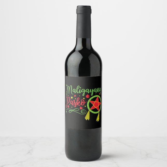Maligayang Pasko Christmas Filipino Philippines Wine Label (Front)