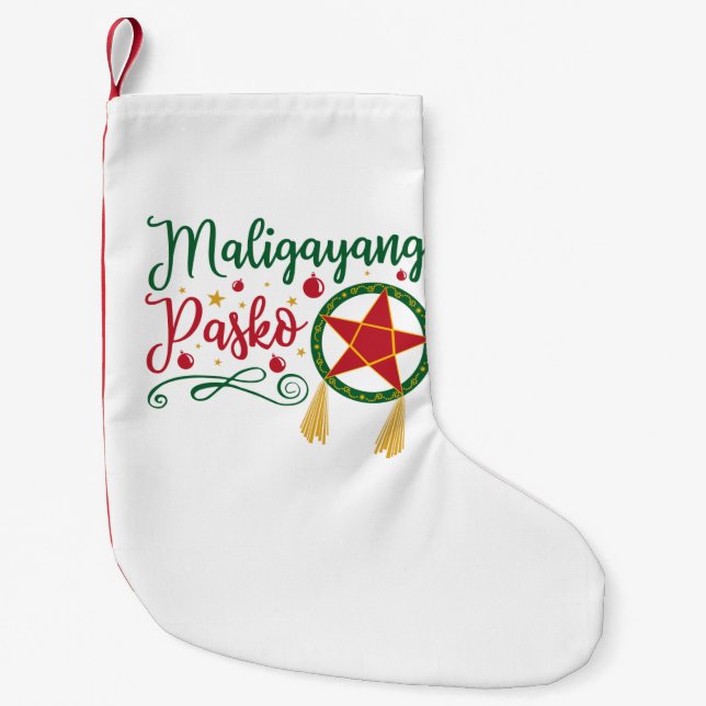 Maligayang Pasko Filipino Christmas Philippines Small Christmas Stocking (Front)