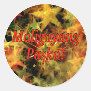 Maligayang Pasko! Merry Christmas in Tagalog rf Classic Round Sticker