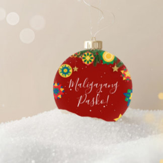 Maligayang Pasko Personalized Filipino Christmas Ceramic Ornament