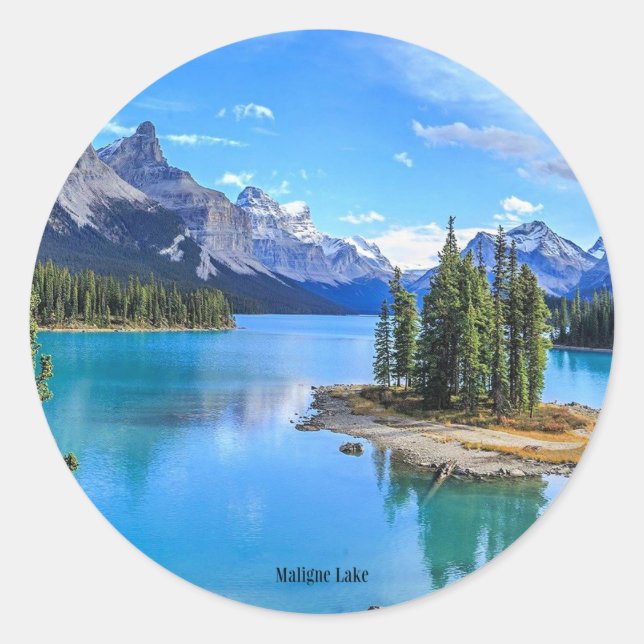 Maligne Lake, Alberta, Canada Classic Round Sticker (Front)