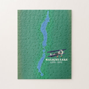 Maligne lake alberta Canada lake map Jigsaw Puzzle
