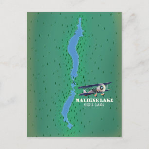 Maligne lake alberta Canada lake map Postcard