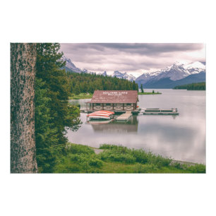 Maligne Lake Boat House Landscape Photo Print