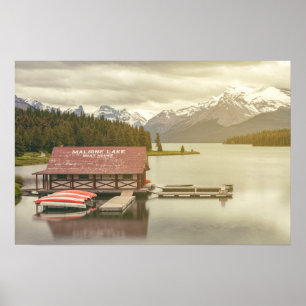 Maligne Lake Boat House Poster