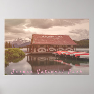 Maligne Lake Boathouse Poster