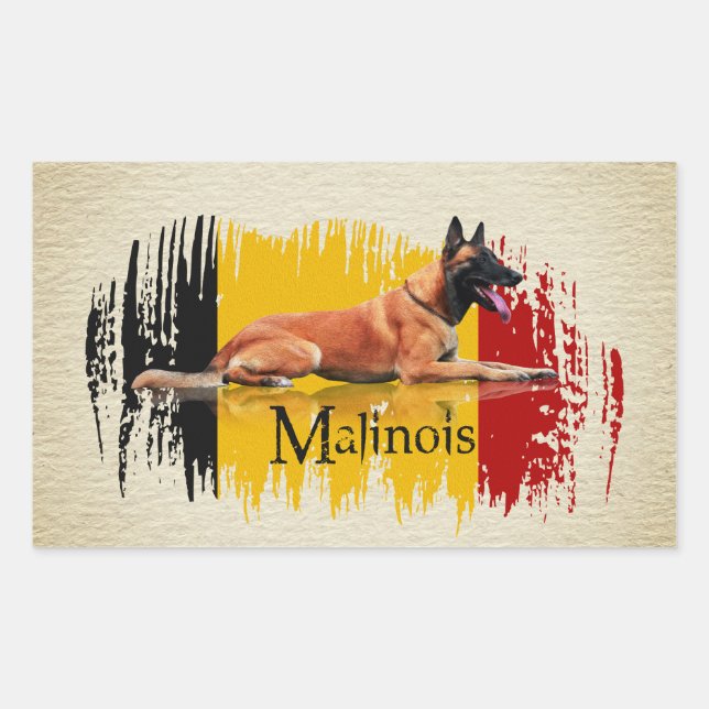 Malinois - Belgian shepherd -Mechelaar -Maligator Rectangular Sticker (Front)