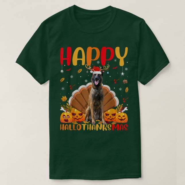 Malinois Dog Lover Funny Happy Malinois HelloThank T-Shirt (Design Front)