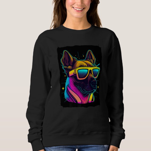 Malinois Dog with Sunglasses Premium Sweatshirt (Front)
