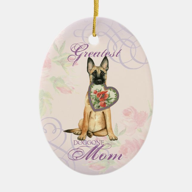Malinois Heart Mum Ceramic Ornament (Front)