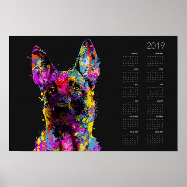 Malinois puppy- Belgian shepherd --Calendar 2019 Poster (Front)
