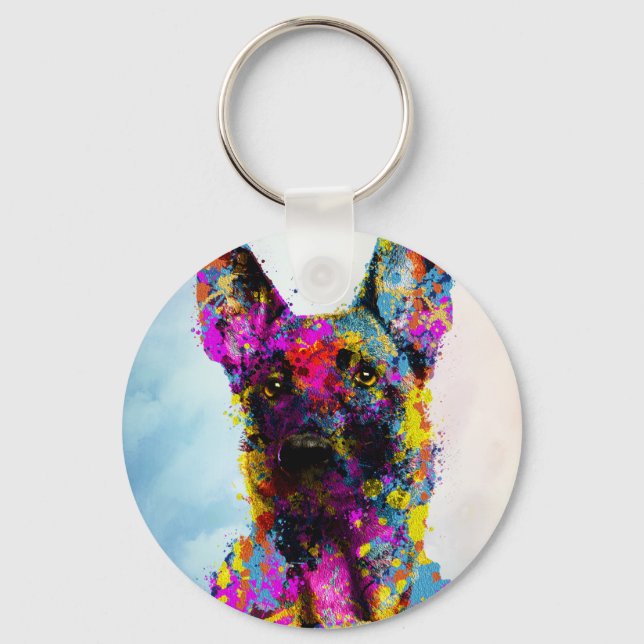 Malinois puppy - Belgian shepherd -Mechelaar Key Ring (Front)