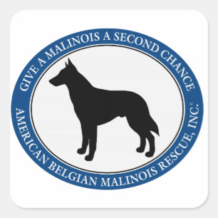 Malinois Rescue Logo, Square Sticker