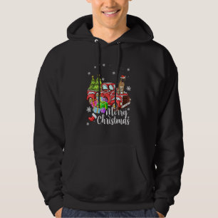 Malinois Riding Red Truck Xmas Merry Christmas Hoodie