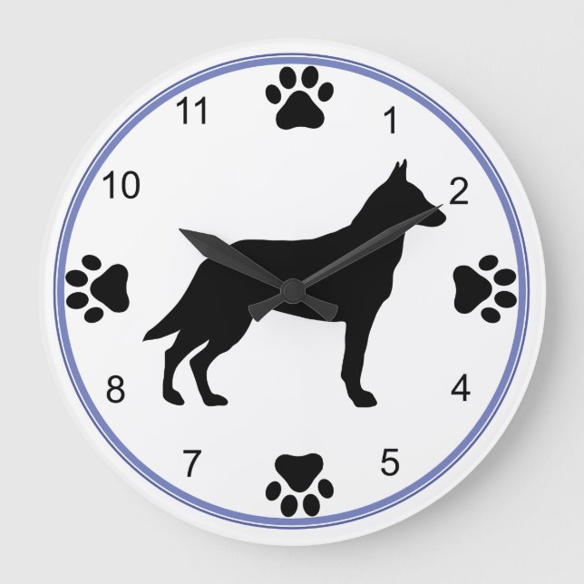 Malinois Silhouette Large Clock (Front)