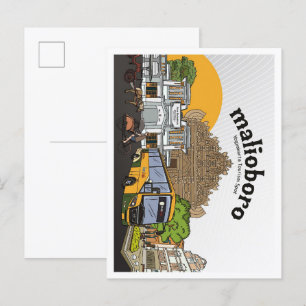 Malioboro Yogyakarta Vintage Travel Illustration Postcard