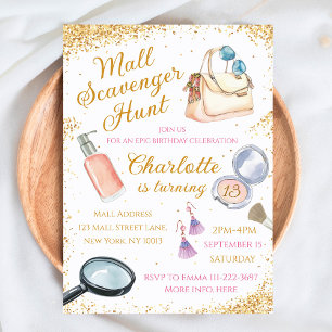 Mall Scavenger Hunt Birthday Invitation for girl