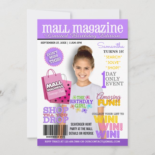 Mall Scavenger Hunt Birthday Party Invitation (Front)