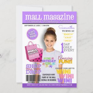 Mall Scavenger Hunt Birthday Party Invitation