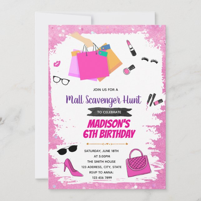 Mall Scavenger Hunt  invitations (Front)