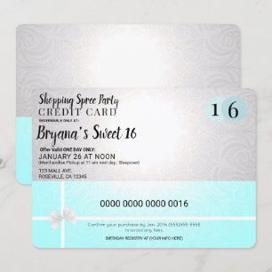 Mall Shopping Spree Credit Card Sweet 16 Party
