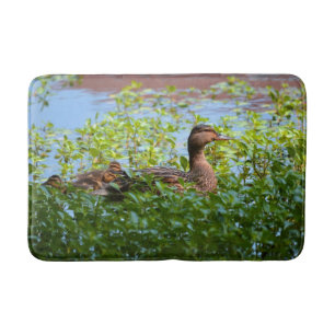 Mallard and Ducklings-Swimming by Shirley Taylor Bath Mat
