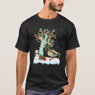 Mallard Bird Xmas Tree Lighting Santa Hat Mallard T-Shirt