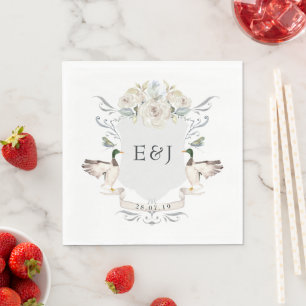 Mallard Crest Elegant Lake Wedding Monogram Napkin