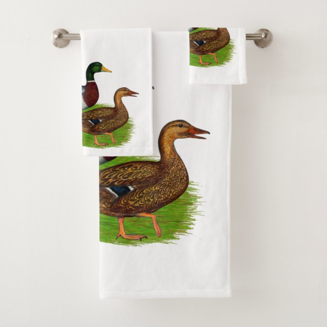 Mallard Drake and Duck Bath Towel Set (Insitu)