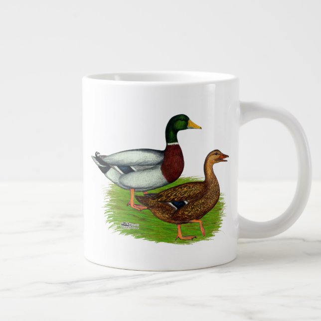 Mallard Drake and Duck Large Coffee Mug (Right)
