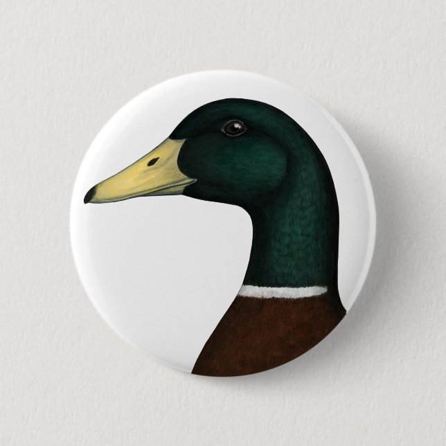 Mallard Drake Head 6 Cm Round Badge (Front)