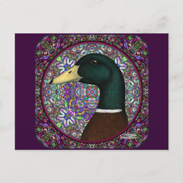 Mallard Drake Mosaic Circle Postcard (Front)
