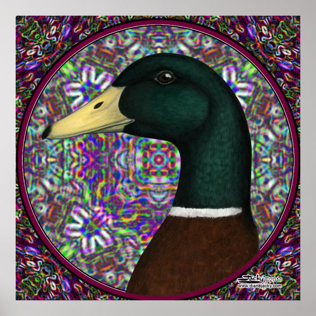 Mallard Drake Mosaic Circle Poster (Front)