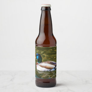 Mallard Duck Artistic Portrait Beer Bottle Label