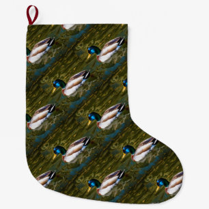 Mallard Duck Artistic Portrait Large Christmas Stocking